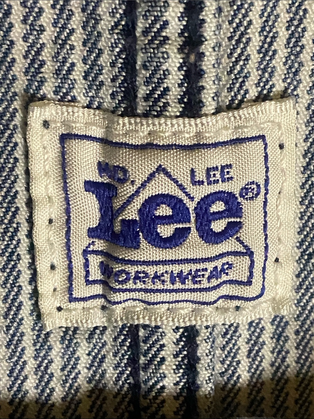 Lee Light Blue Hickory stripe Denim Overalls size XL raw hem inseam 27” - Picture 2 of 10